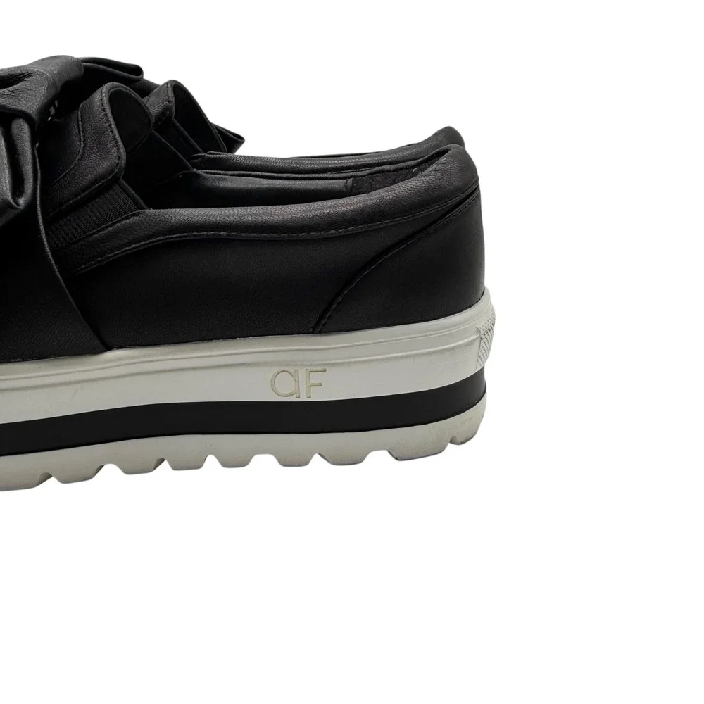 Anne Fontaine Black Platform Loafers Slip On Bow Accent Women's Shoes Size 39‎